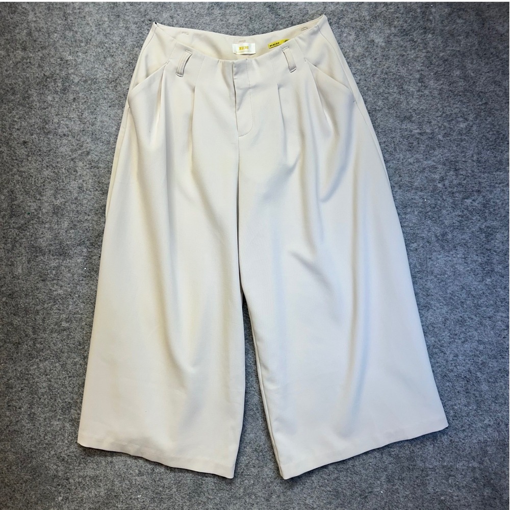 Maeve Anthropologie Culottes Women Size 2 Cream Wide Leg High Waisted Pants